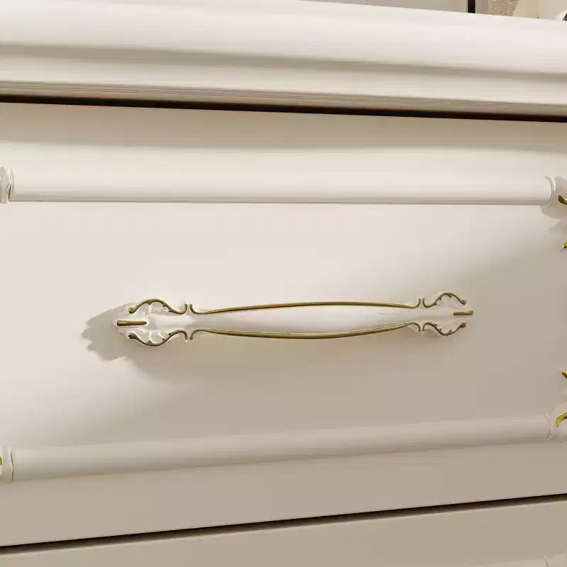 Comodino di Lusso Vintage con Intagli Dorati e Doppio Cassetto, Capacità Superiore di 55 LBS