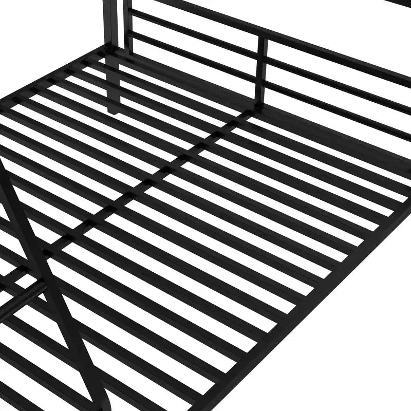 L-Shaped Metal Triple Bunk Bed with Desk for 3 Kids, Twin over Full, Black