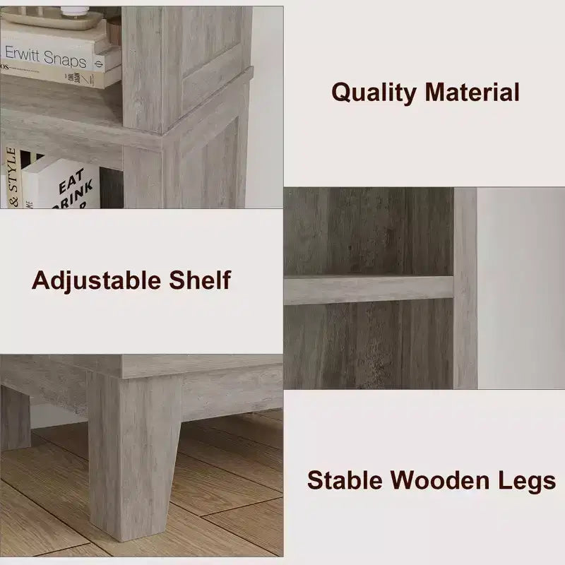 Narrow 5-Tier Bookcase, 71.3 Tall Farmhouse Bookshelf with Vintage Design, Slim Wooden Storage Shelf for Living Room, Home Office, and Bedroom