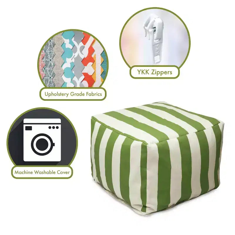 Ottoman Pouf Vertical Stripe, Removable Washable Cover