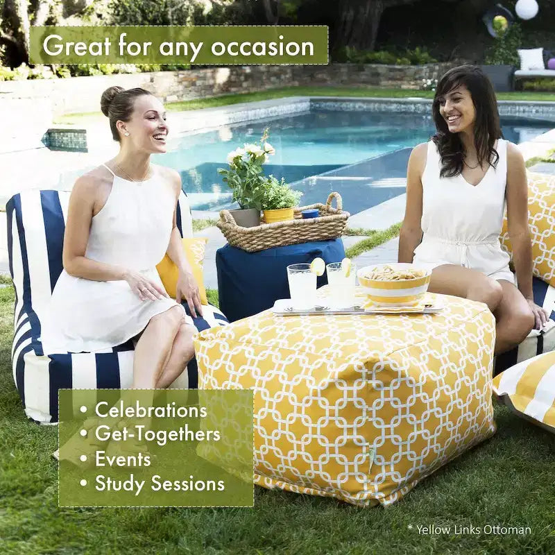 Ottoman Pouf Vertical Stripe, Removable Washable Cover