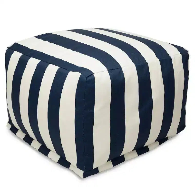 Ottoman Pouf Vertical Stripe, Removable Washable Cover