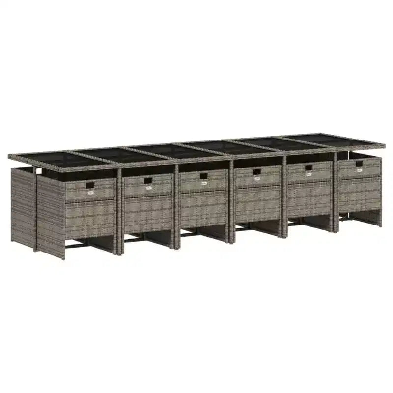 Conjunto de comedor para patio vidaXL con cojines, mesa y sillas de jardín de ratán de polietileno gris