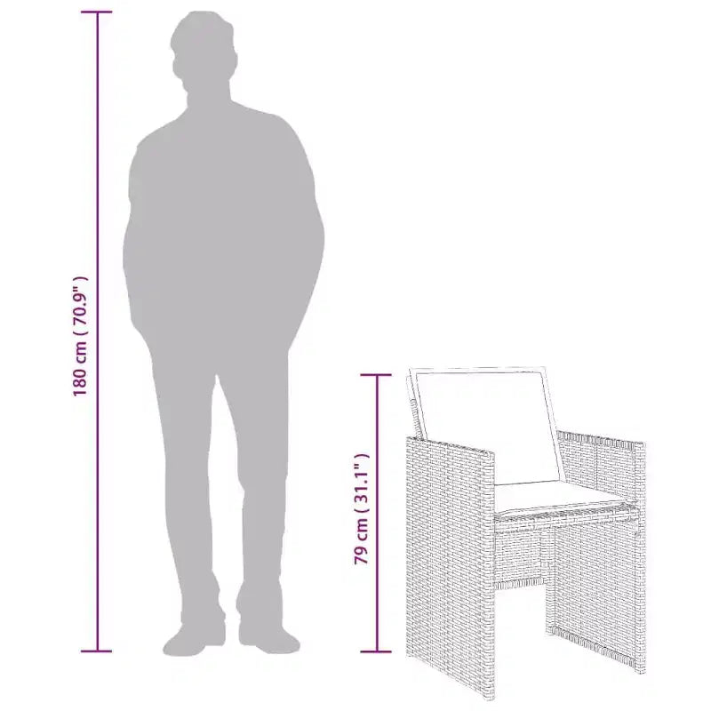 Conjunto de comedor para patio vidaXL para 8 personas, mesa y sillas plegables de ratán de PE gris para exteriores