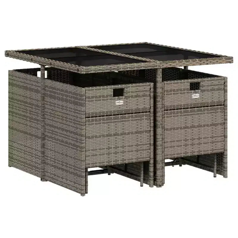 Conjunto de comedor para patio vidaXL para 8 personas, mesa y sillas plegables de ratán de PE gris para exteriores