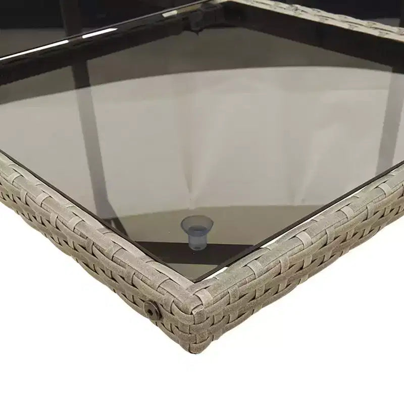 Conjunto de comedor para patio vidaXL para 8 personas, mesa y sillas plegables de ratán de PE gris para exteriores