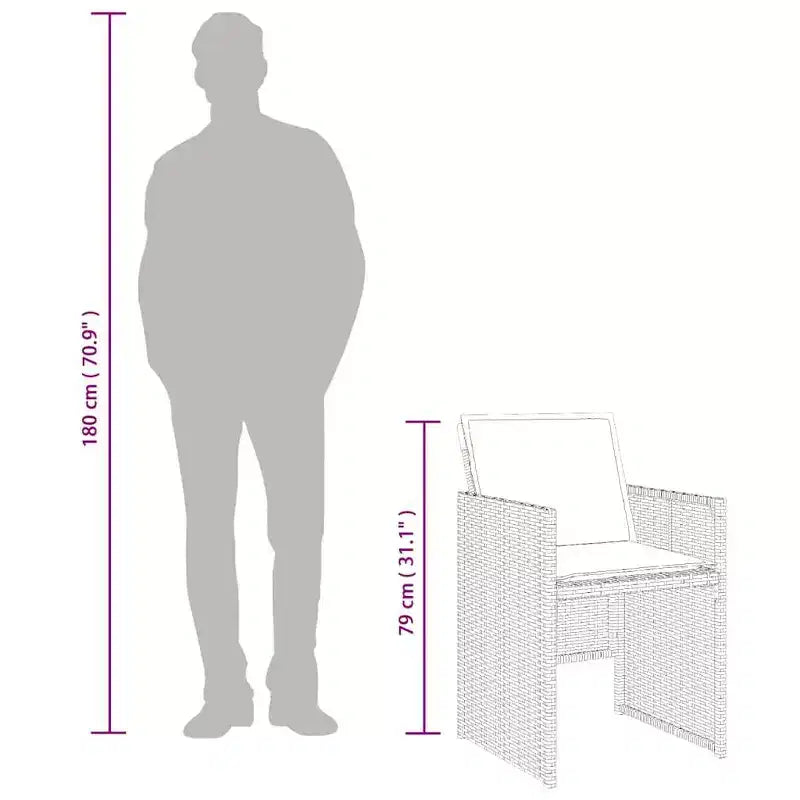 vidaXL Ensemble repas de terrasse, ensemble de 14 pièces en rotin PE gris et noir, 15 pièces