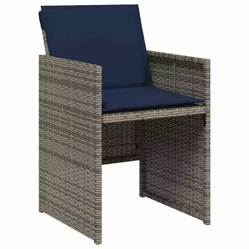 vidaXL Ensemble repas de terrasse, ensemble de 14 pièces en rotin PE gris et noir, 15 pièces