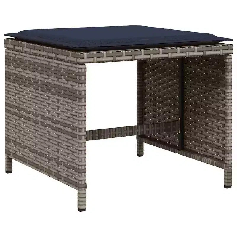 vidaXL Ensemble repas de terrasse, ensemble de 14 pièces en rotin PE gris et noir, 15 pièces