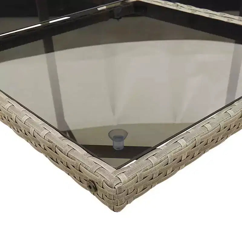 vidaXL Ensemble repas de terrasse, ensemble de 14 pièces en rotin PE gris et noir, 15 pièces
