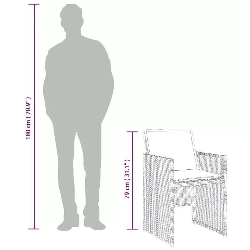 vidaXL Conjunto de comedor para patio con cojines - mesa y sillas de jardín de poliratán gris de 11 piezas, almacenamiento compacto, tablero de vidrio templado