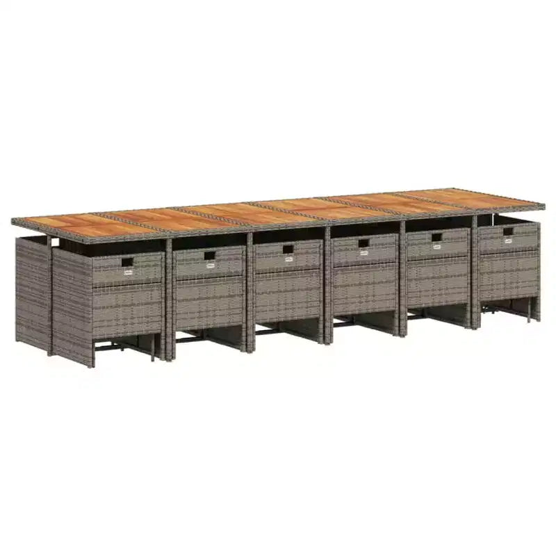 vidaXL conjunto de comedor para patio de 17 piezas con cojines, poliratán gris