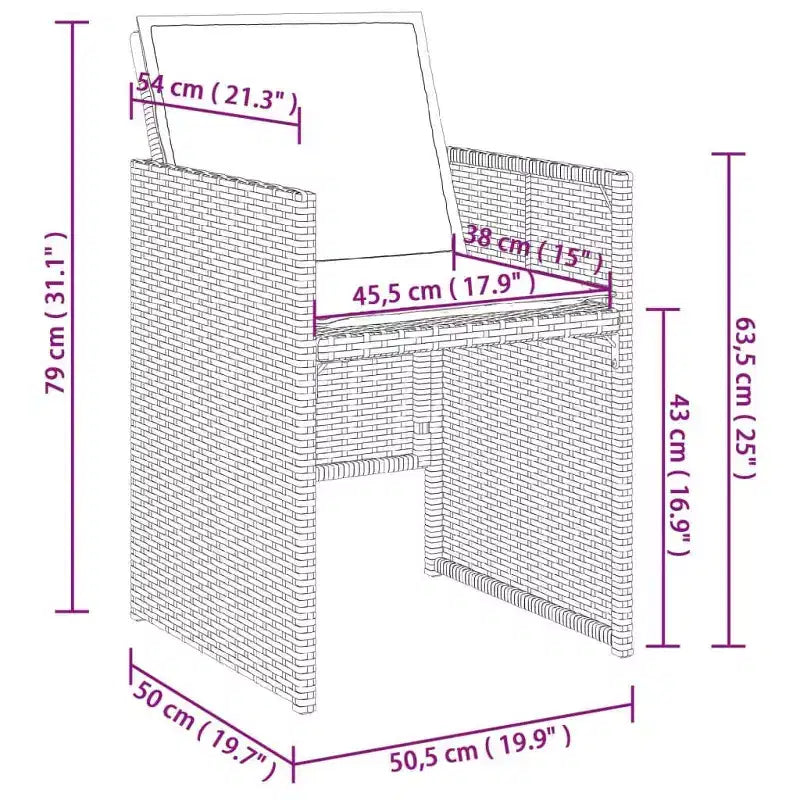 Conjunto de comedor para patio vidaXL de 8 piezas, mesa de comedor exterior de ratán gris y sillas con cojines azul marino