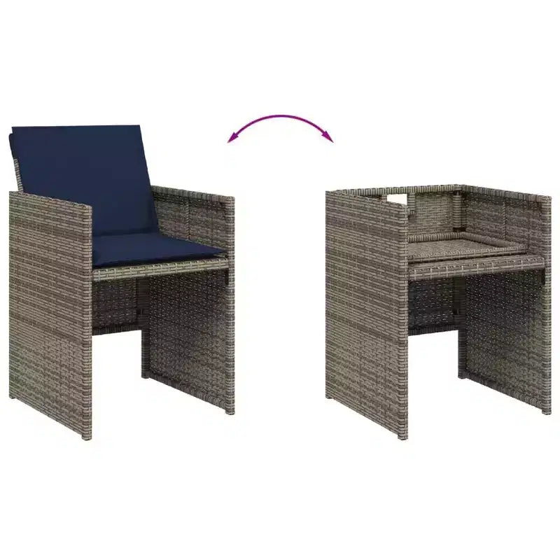 Ensemble de salle à manger de terrasse vidaXL de 10 pièces en polyrotin gris, 10 places, pliable