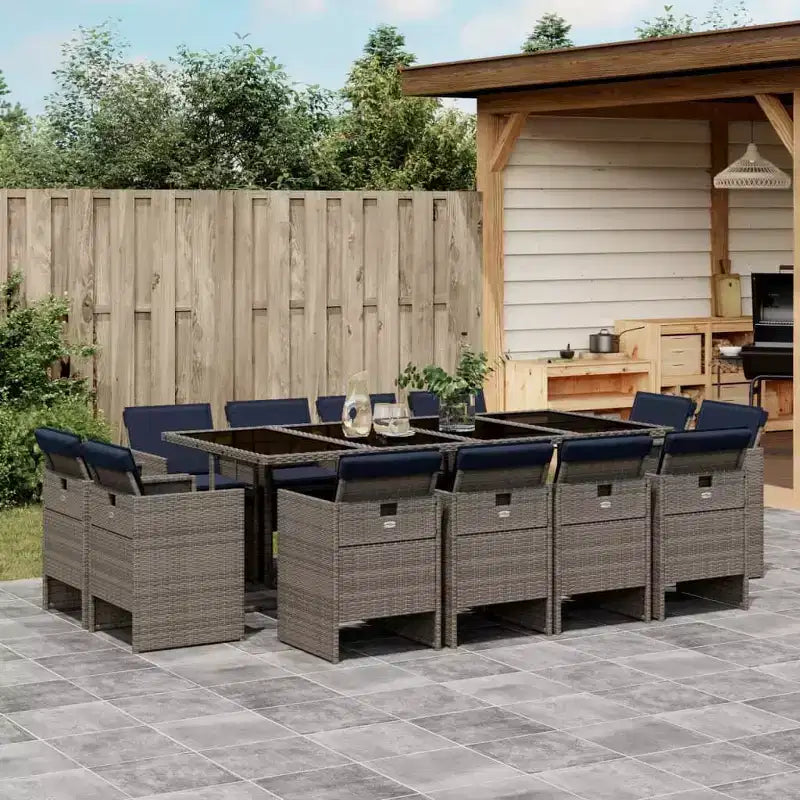 Ensemble de salle à manger de terrasse vidaXL, 12 pièces, gris et noir