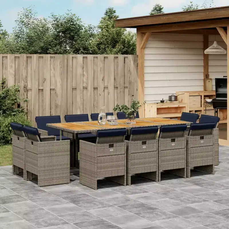 Ensemble repas de jardin vidaXL, lot de 12, gris, marron, bleu marine