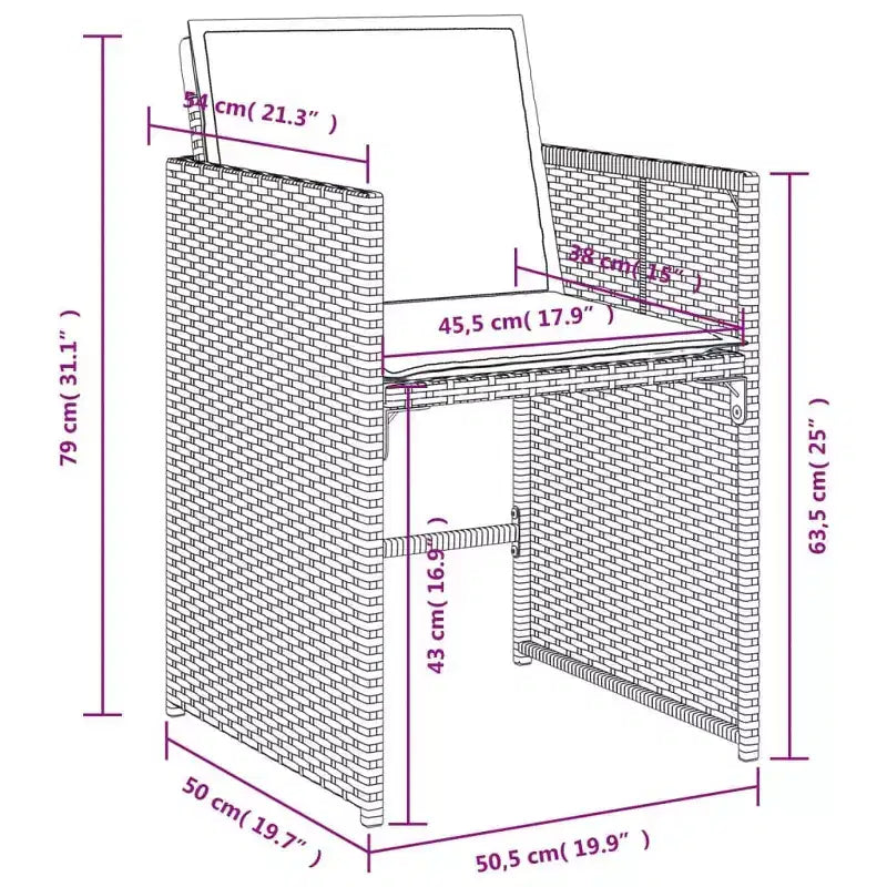 Ensemble de salle à manger de patio vidaXL 10 places, grand modèle pliable en rotin PE gris
