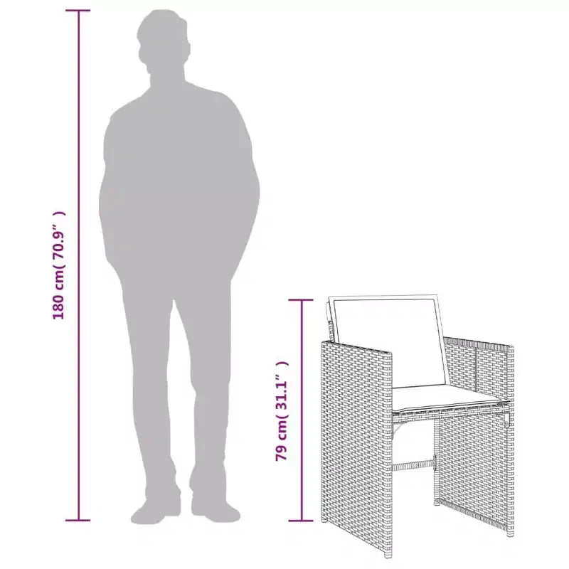 Ensemble de salle à manger de patio vidaXL 10 places, grand modèle pliable en rotin PE gris