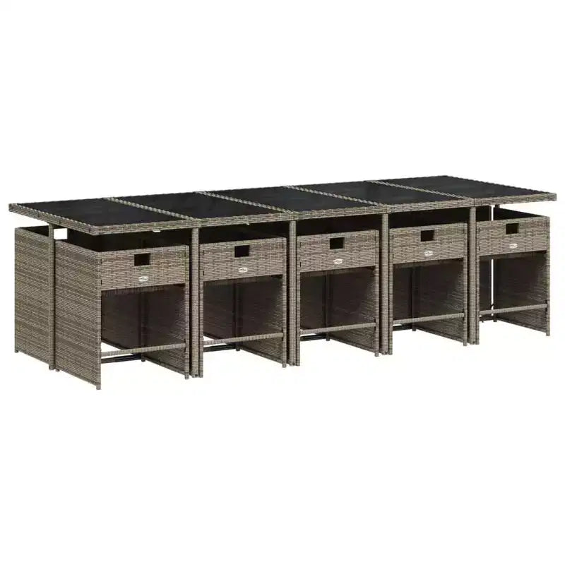 Ensemble de salle à manger de patio vidaXL 10 places, grand modèle pliable en rotin PE gris