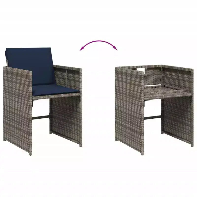 Ensemble de salle à manger de patio vidaXL 10 places, grand modèle pliable en rotin PE gris