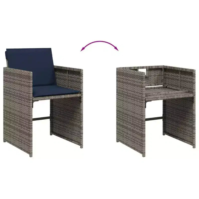 vidaXL conjunto de comedor para patio, mesa y sillas de exterior para 12 personas, gris/azul marino/marrón