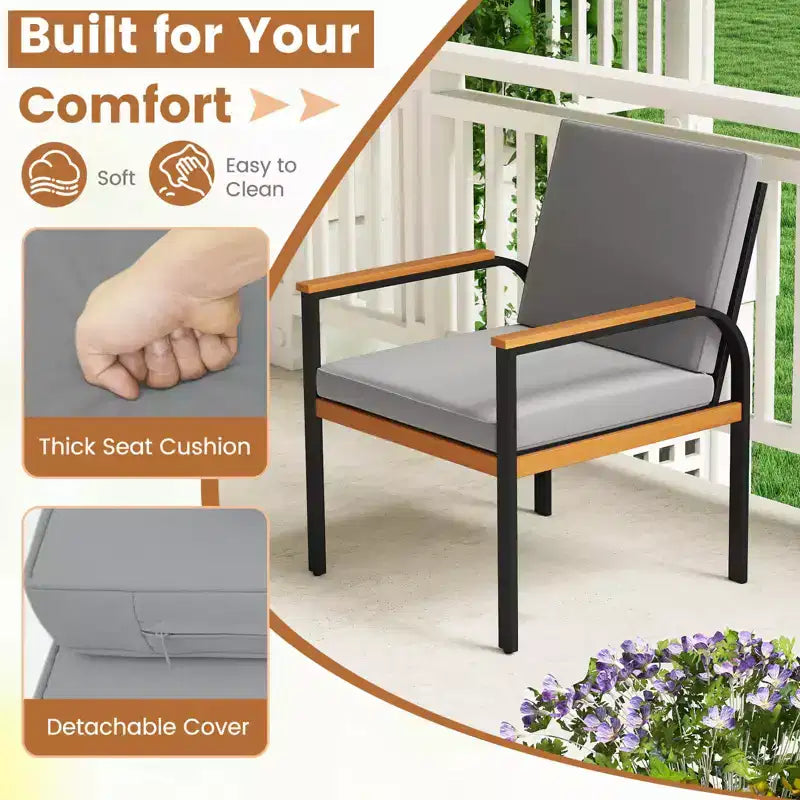 Conjunto de muebles de patio Costway de 8 piezas con mesa de centro, sofá de dos plazas y 4 sillas individuales para porche, negro/gris