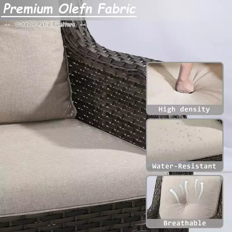 UPTIOT Conjunto de muebles de mimbre para patio exterior de 6 piezas, conjunto de sillas de ratán