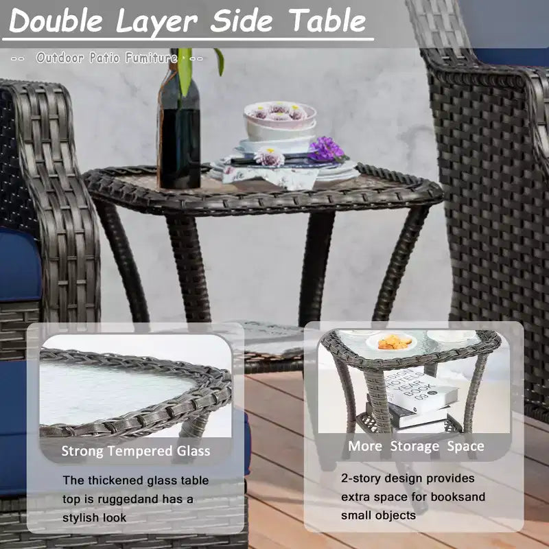 UPTIOT Conjunto de muebles de mimbre para patio exterior de 6 piezas, conjunto de sillas de ratán