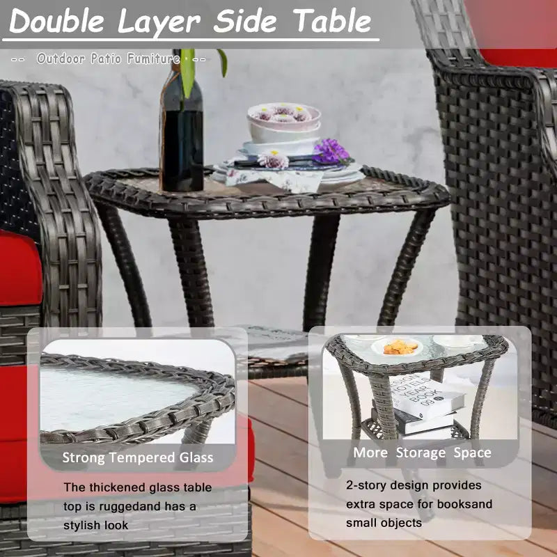 UPTIOT Conjunto de muebles de mimbre para patio exterior de 6 piezas, conjunto de sillas de ratán