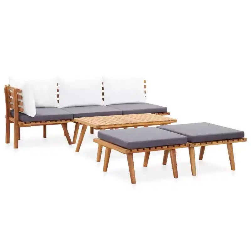 Conjunto de muebles de jardín vidaXL, cojines de asiento gris oscuro y cojines de respaldo blancos