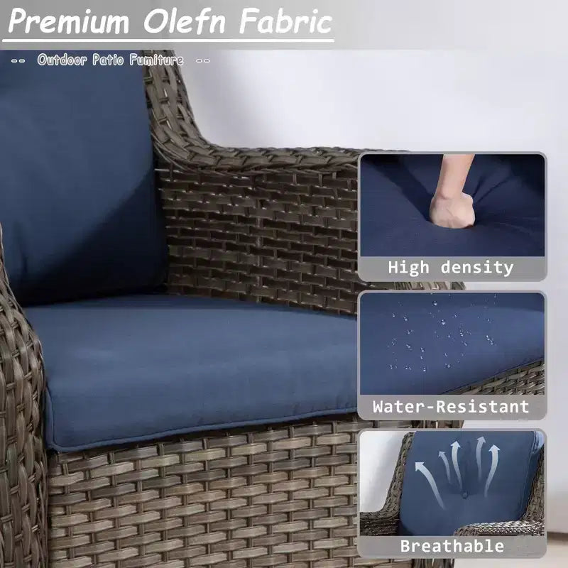 Ensemble de mobilier de terrasse extérieur en rotin tressé UPTIOT 5 pièces
