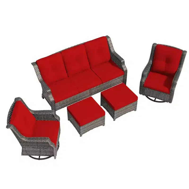 Ensemble de mobilier de terrasse extérieur en rotin tressé UPTIOT 5 pièces