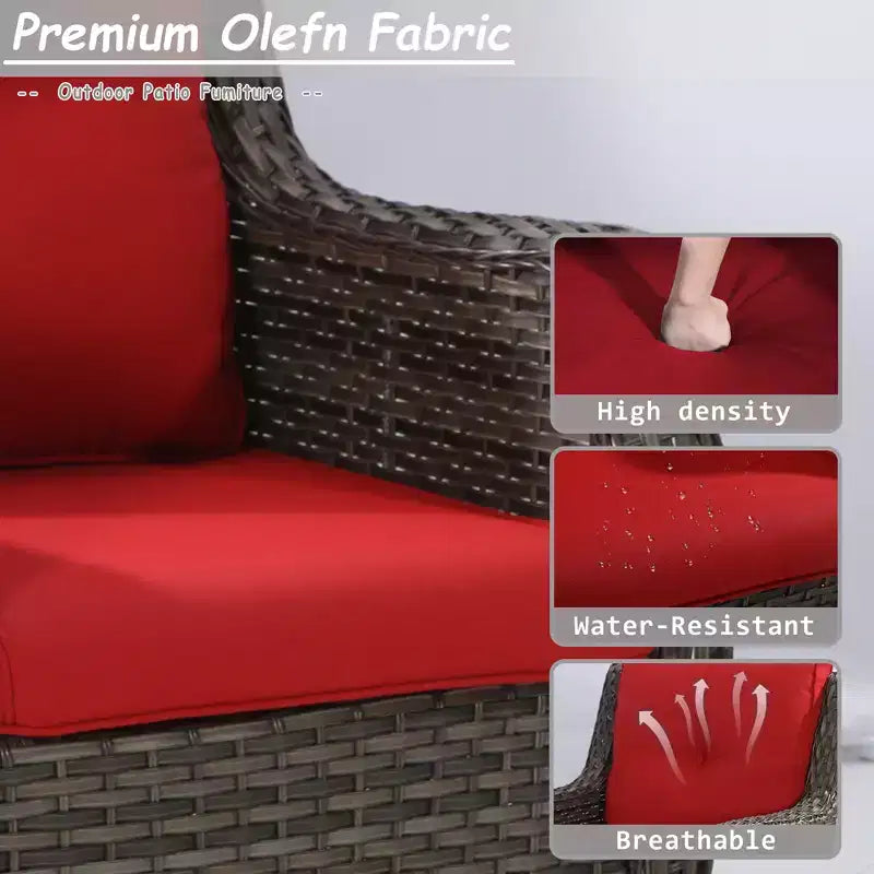 Ensemble de mobilier de terrasse extérieur en rotin tressé UPTIOT 5 pièces