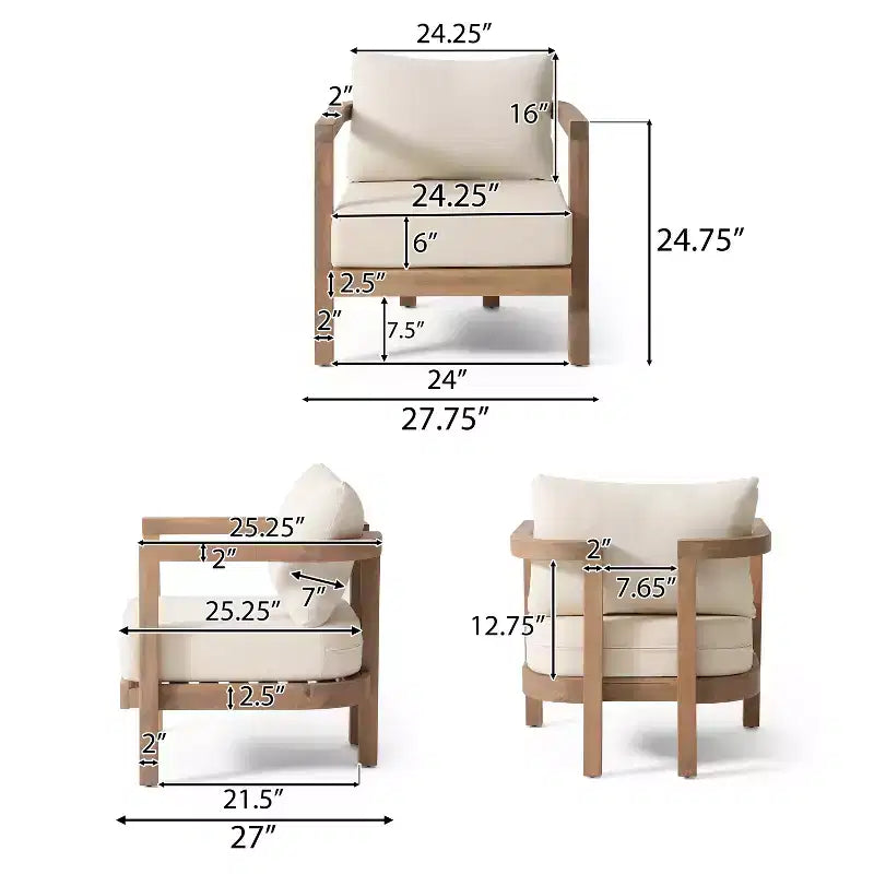 Conjunto de conversación para exterior Christopher Knight Home Aston, de madera de acacia, para 4 personas, con cojines