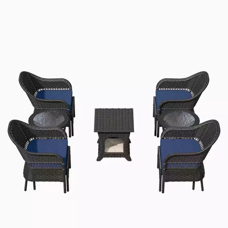 UPTIOT Conjunto de asientos de conversación de mimbre para patio exterior de 11 piezas