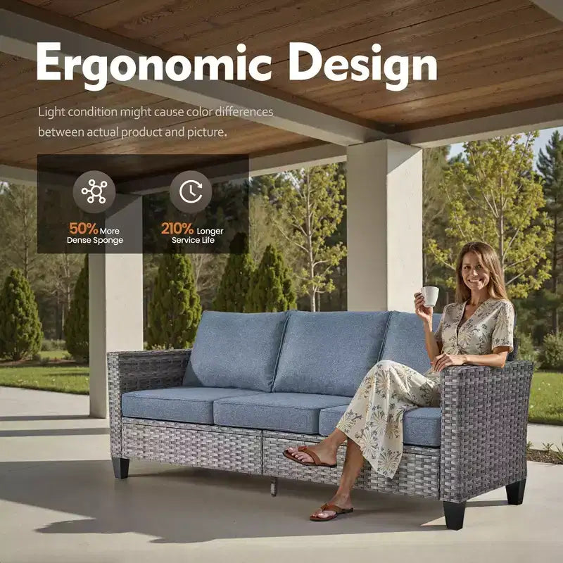 Conjunto de sofá modular seccional para exteriores HOMLUX, conjunto de sofá de mimbre modular para exteriores de 5 piezas con otomanas, diseño para todo tipo de clima