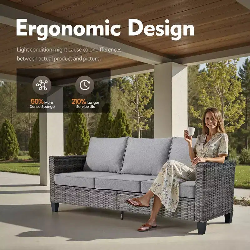 Conjunto de sofá modular seccional para exteriores HOMLUX, conjunto de sofá de mimbre modular para exteriores de 5 piezas con otomanas, diseño para todo tipo de clima