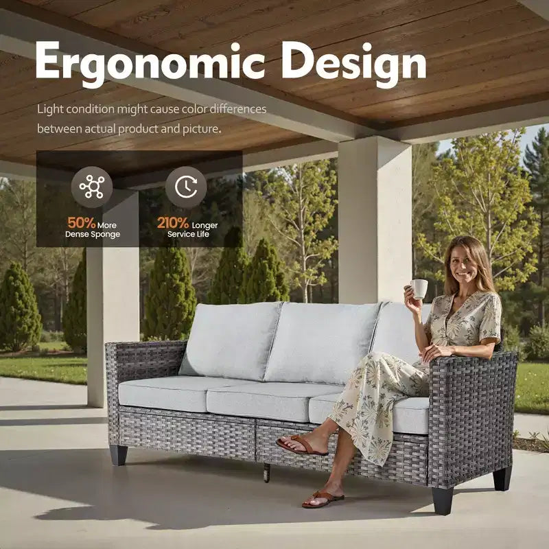 Conjunto de sofá modular seccional para exteriores HOMLUX, conjunto de sofá de mimbre modular para exteriores de 5 piezas con otomanas, diseño para todo tipo de clima