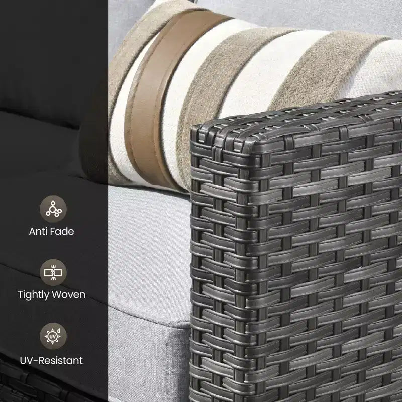 Conjunto de sofá modular seccional para exteriores HOMLUX, conjunto de sofá de mimbre modular para exteriores de 5 piezas con otomanas, diseño para todo tipo de clima
