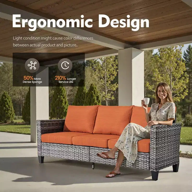 Conjunto de sofá modular seccional para exteriores HOMLUX, conjunto de sofá de mimbre modular para exteriores de 5 piezas con otomanas, diseño para todo tipo de clima