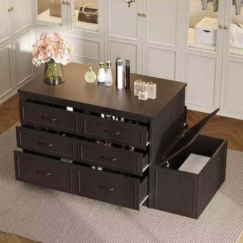 Famapy Dresser/Seat Chest and Storage 12 Drawer Closet Island Cabinet Bedroom Organization Bench Storage Cabinet Display Top