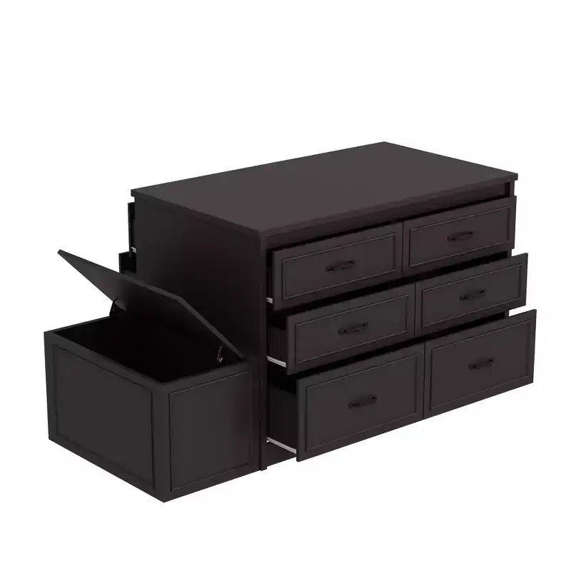 12 Drawer Closet Island Cabinet with Storage Bench