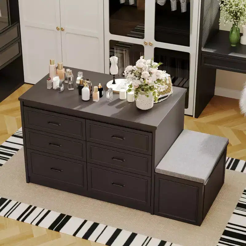 12 Drawer Closet Island Cabinet with Storage Bench