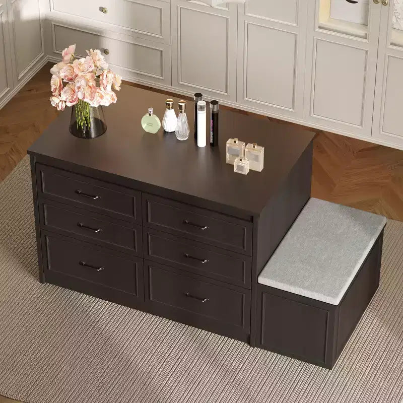 12 Drawer Closet Island Cabinet with Storage Bench