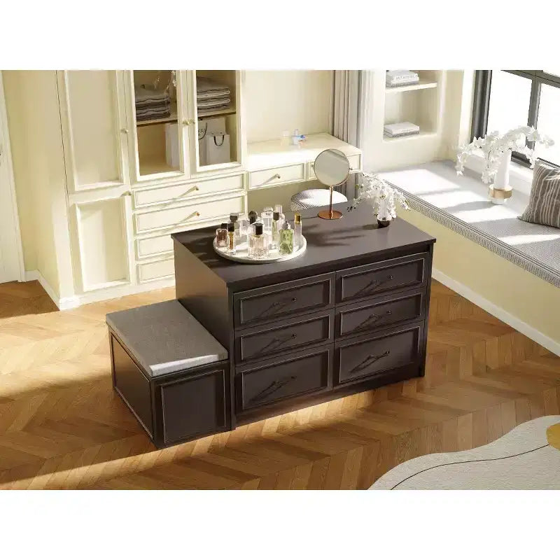 12 Drawer Closet Island Cabinet with Storage Bench