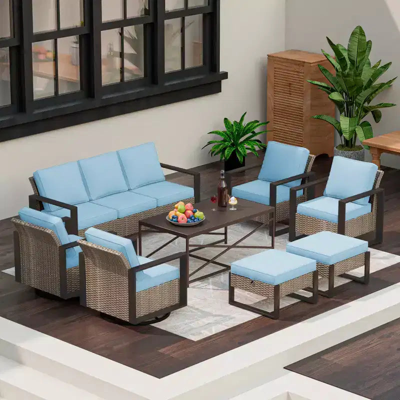 Conjunto de conversación para patio exterior UPTIOT de 8 piezas
