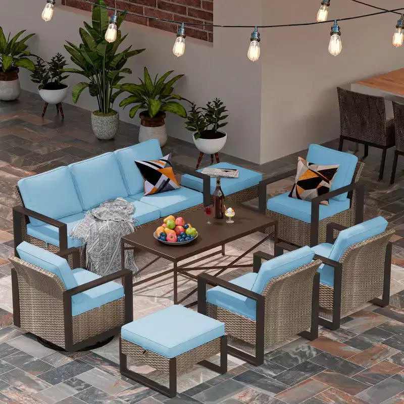 Conjunto de conversación para patio exterior UPTIOT de 8 piezas