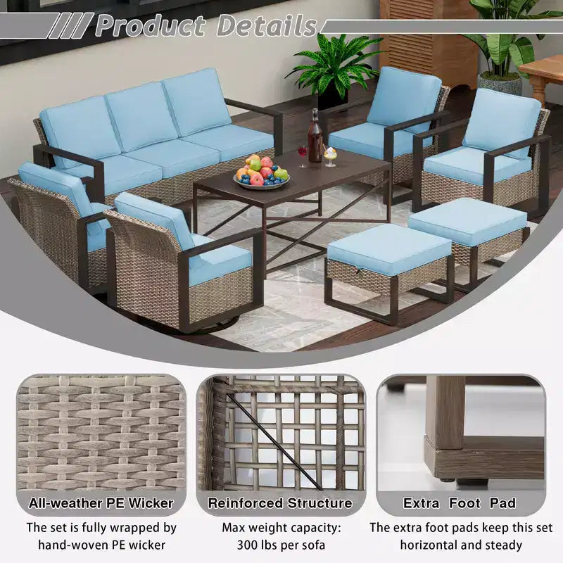 Conjunto de conversación para patio exterior UPTIOT de 8 piezas