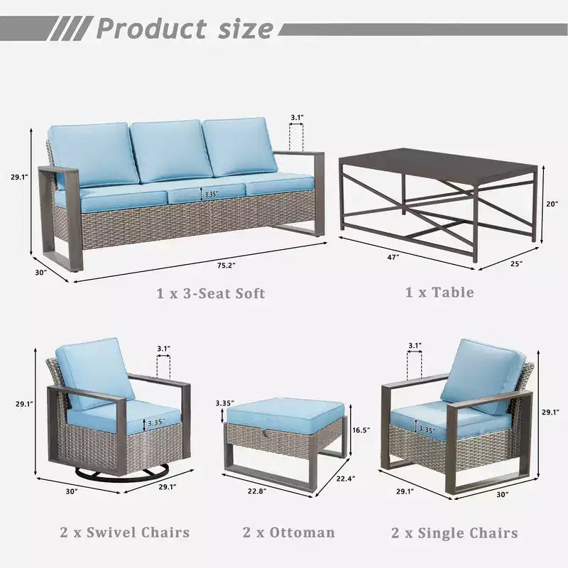 Conjunto de conversación para patio exterior UPTIOT de 8 piezas