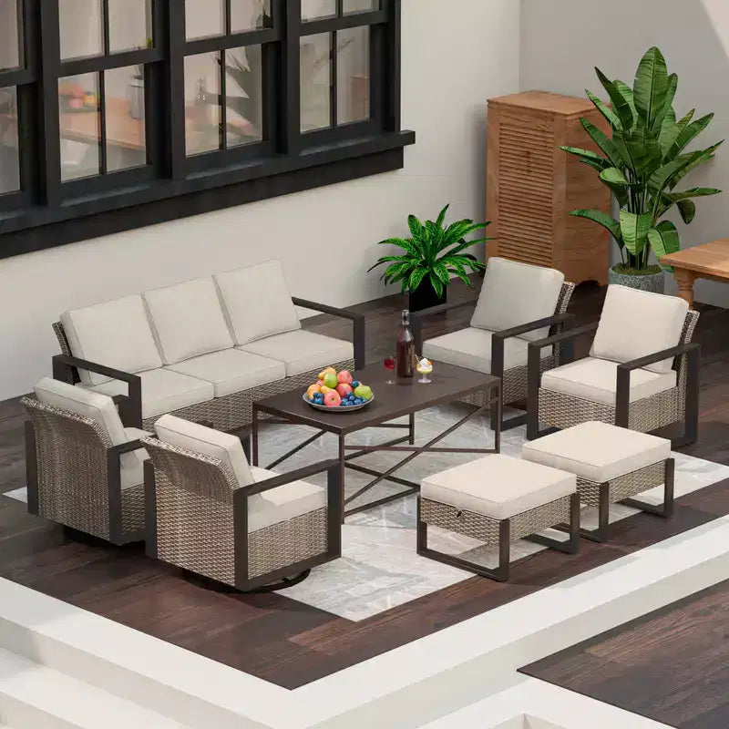 Conjunto de conversación para patio exterior UPTIOT de 8 piezas